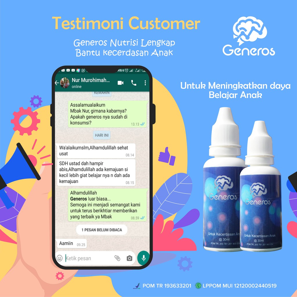 Generos Original - Multivitamin Nutrisi Atasi Telat Bicara Speech Spech Delay 10 Tetes Perhari Anak Cerdas &amp; Lancar Bicara Solusi Hiperaktif Tingkatkan Kecerdasan &amp; Daya Ingat