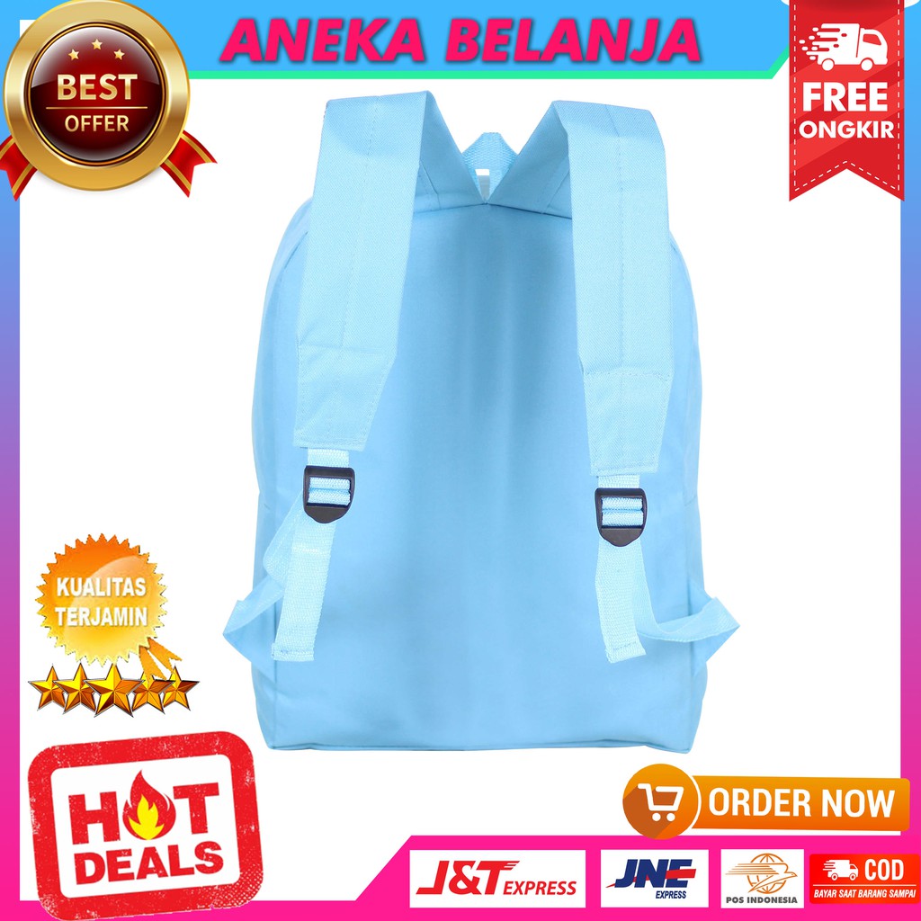 CUCI GUDANG Tas Ransel Khusus Cewek Korean Style Phium Saku Depan Biru Tas Sekolah Hangout Ekonomis Backpack Fashion Wanita SMA Kuliah Piknik Keren Bahan Tebal Kuat Termurah Berkualitas