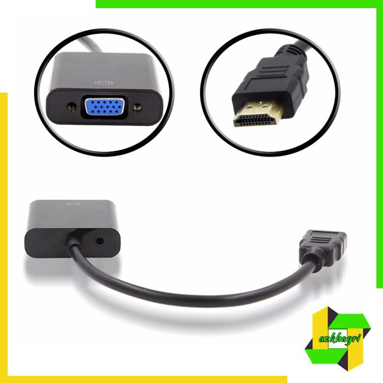 Kabel Adapter Converter HDMI To VGA 1080P plus Audio Untuk Laptop / Proyektor