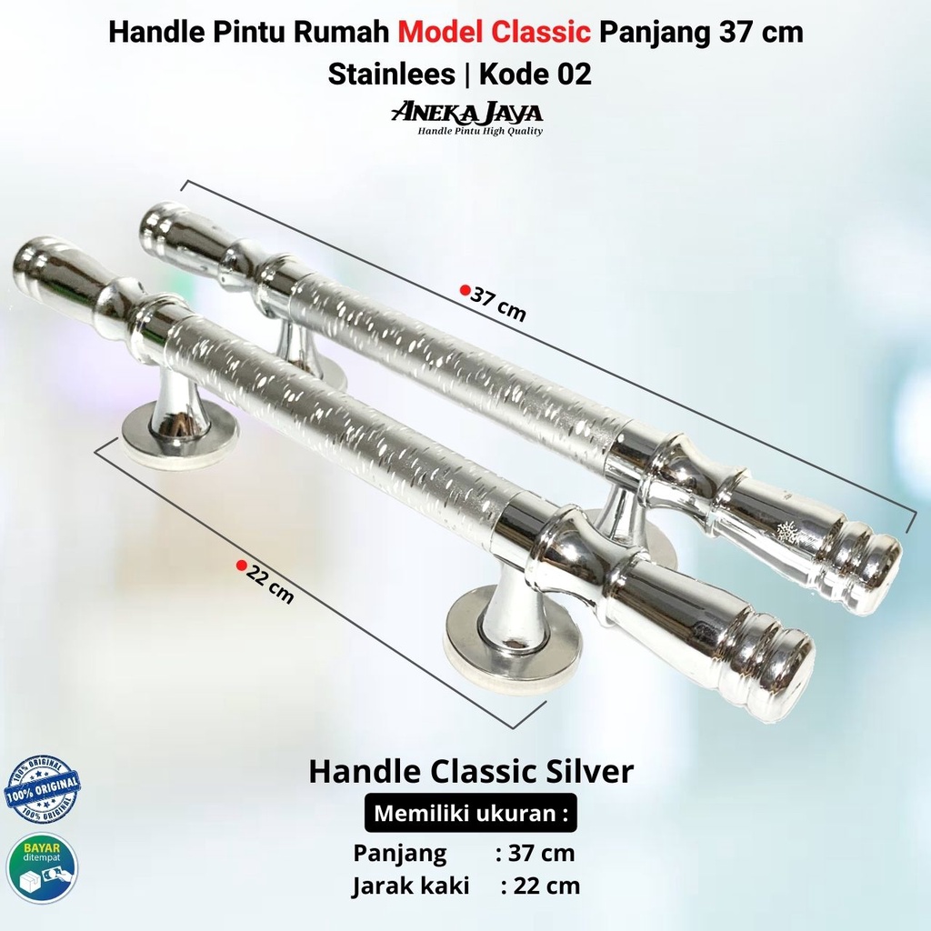 HANDLE PINTU RUMAH CLASSIC SILVER 37 CM / Gagang Pintu Sisik Naga  / Tarikan Pintu Rumah / Pegangan Pintu Murah Awet Tebaru