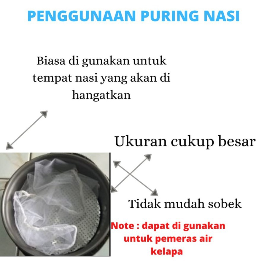 1lembar Kain Puring Nasi / Saringan Tahu Kukusan Beras 65x65