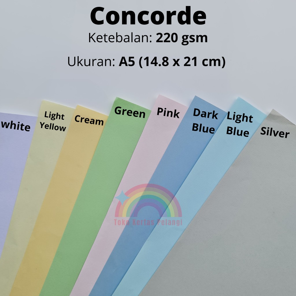 

Karton Concorde 220 gsm Ukuran A5 per 100 pcs