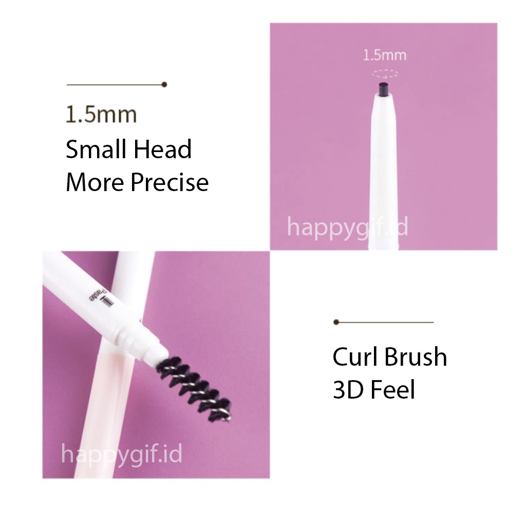 DNM Pensil Alis Original 1,5mm Eyebrow 2 in 1 Kepala Ganda 6 Warna Berfungsi Membingkai Alis Dengan Rapih  LA052