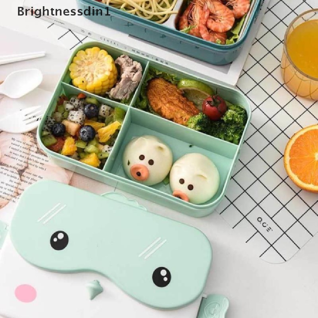 Kotak Makan Siang Bento Bentuk Persegi Panjang Bahan Plastik Anti Bocor Portable 1 In 1 Untuk Anak Sekolah