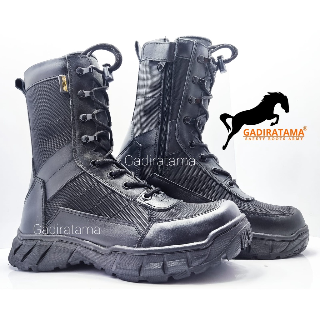 sepatu PDL TNI POLRI safety ujung BESI KULIT SAPI KOMBINASI CORDURA WATERPROOF GADIRATAMA !