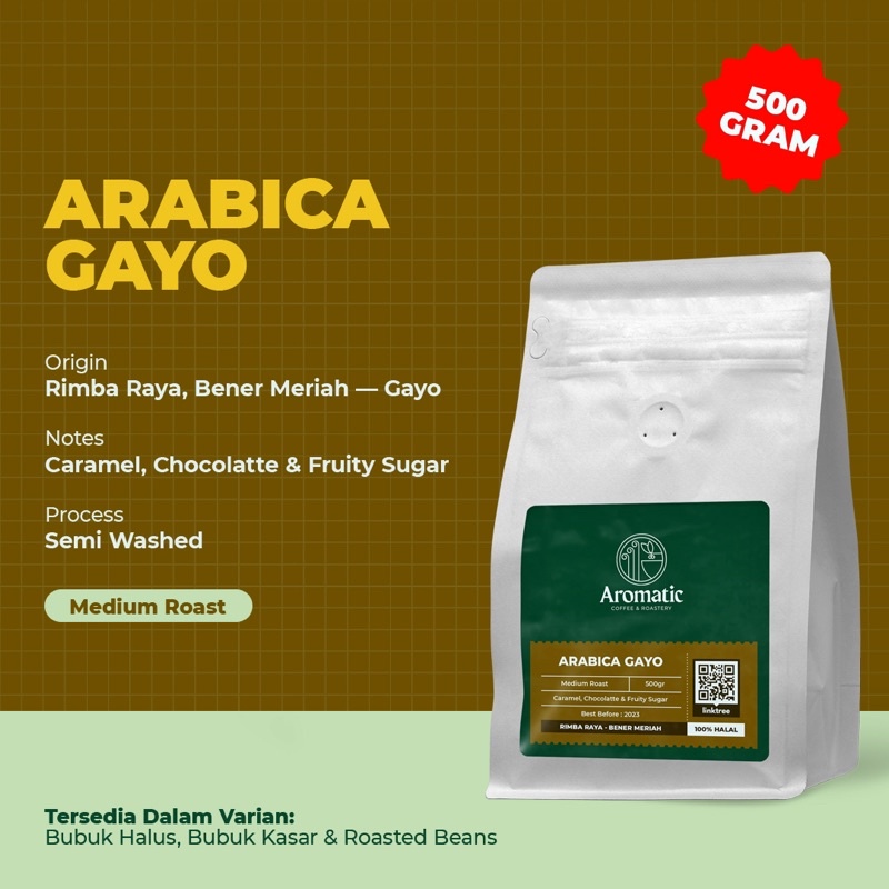 

AROMATIC COFFEE Kopi Arabica Gayo 500 gram (BIJI/BUBUK)