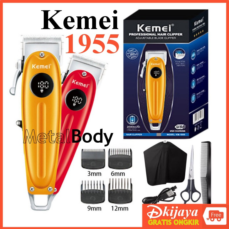 KEMEI 1955 ORIGINAL CUKURAN RAMBUT ELEKTRIK CAS HAIR CLIPPER RECHARGEABLE CORDLESS KM 1955 KM1955 KM1955
