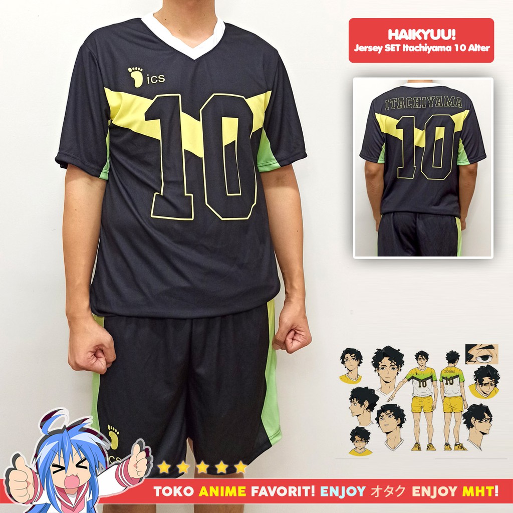 Kostum Anime Cosplay Haikyuu Itachiyama Jersey Set No. 10 - Sakusa Kiyoumi Alter