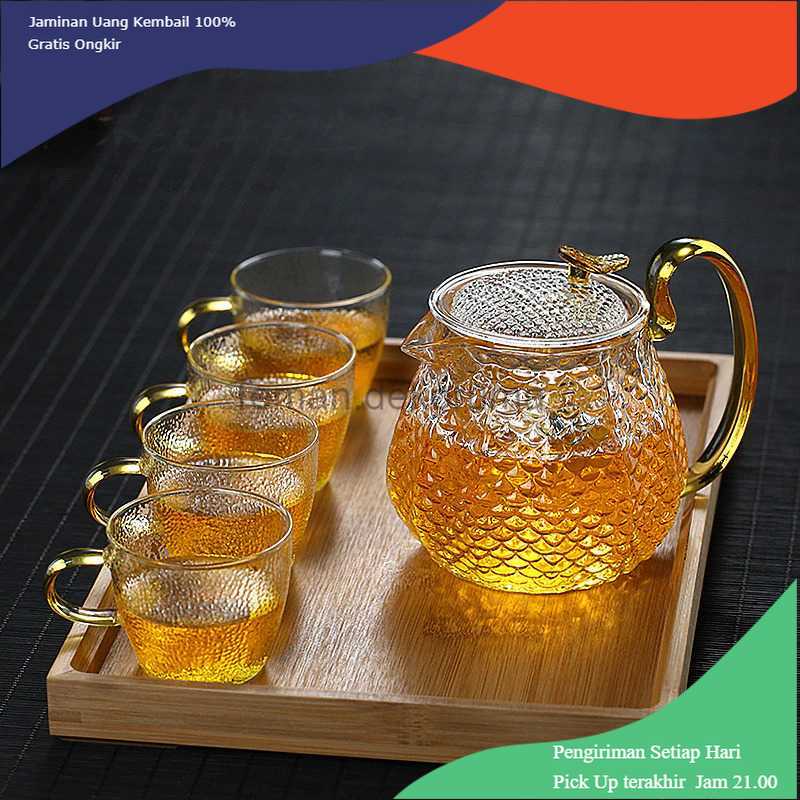 TD-AI04 Homadise Teko Pitcher Teh Chinese 600ml with 4 Glass - JJ0006