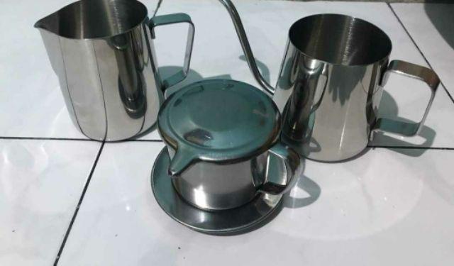 Teko Leher Angsa Pitcher Kopi Teh Teapot Drip Kettle Stainless Steel 350ml Onecups