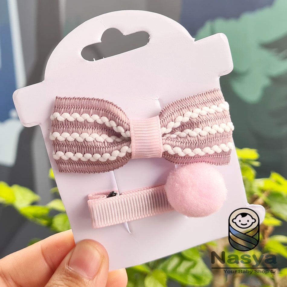 [BN-001] JEPITAN 2in1 / jepitan Bayi Lucu / Baby Headband hiasan pom pom