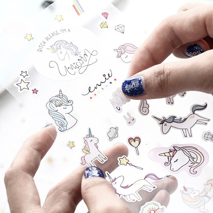 

Sticker Kartun Korea Motif Unicorn Imut