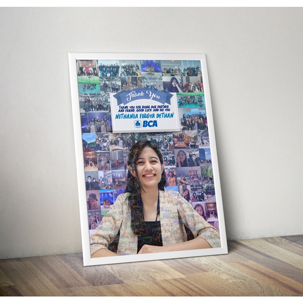 Desain Foto Mozaik cetak foto dan bingkai 12R (30x40 cm) kado wisuda, hadiah ulang tahun. Kolase Fot