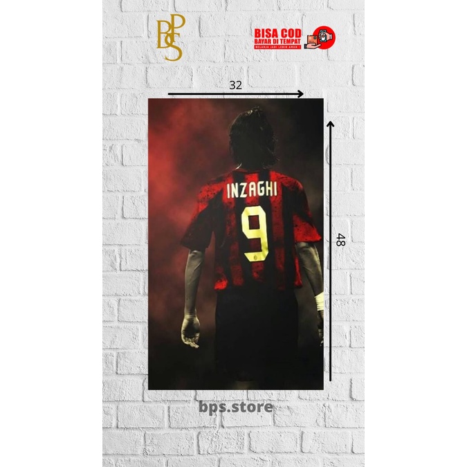 POSTER HIASAN DINDING TEMA FILIPPO INZAGHI - POSTER INZAGHI - POSTER SEPAKBOLA - WALLDECOOR - HIASAN