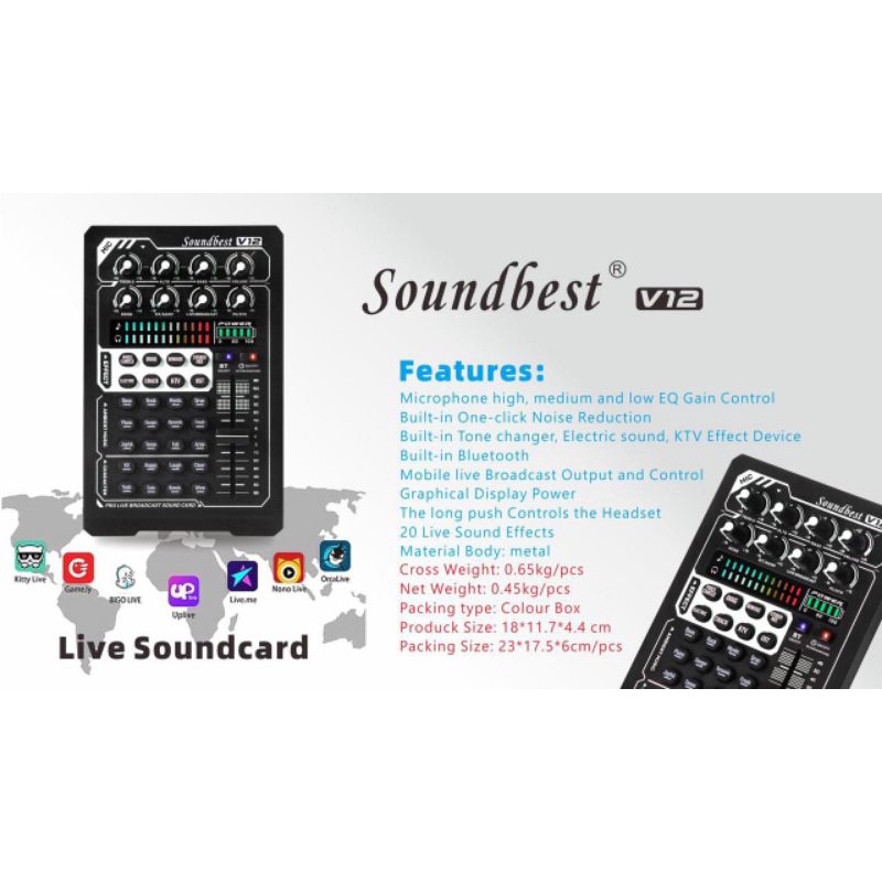 sound card soundbest V 12 original live mixer soundbest V12 soundcard mini original soundbest mixer mini karaoke live streaming hp laptop