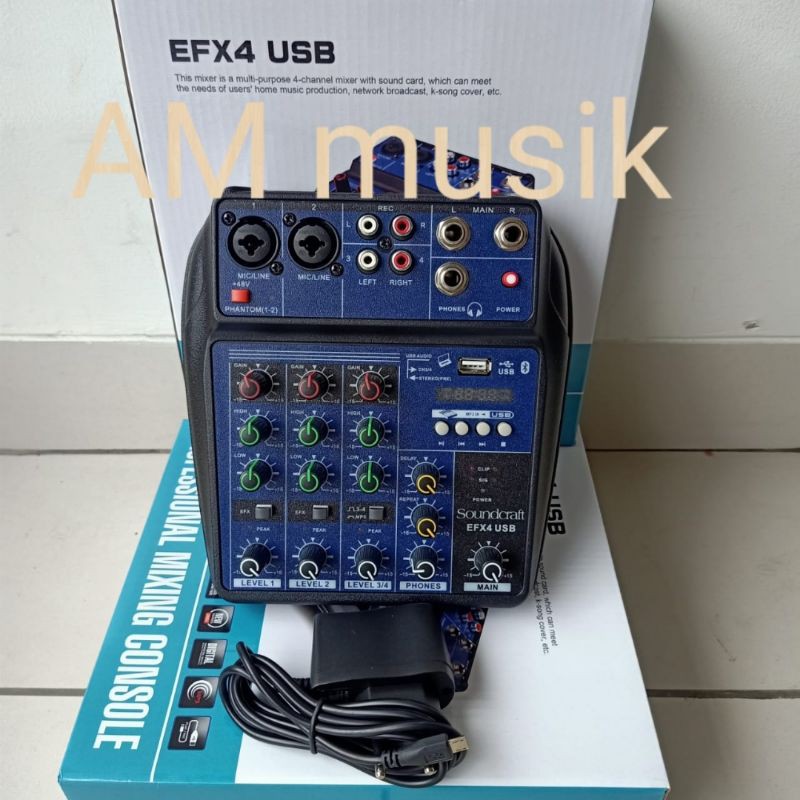 MIXER SOUNDCRAFT EFX4 USB MP3 BLUETOOTH MIXER 4 CHANNEL