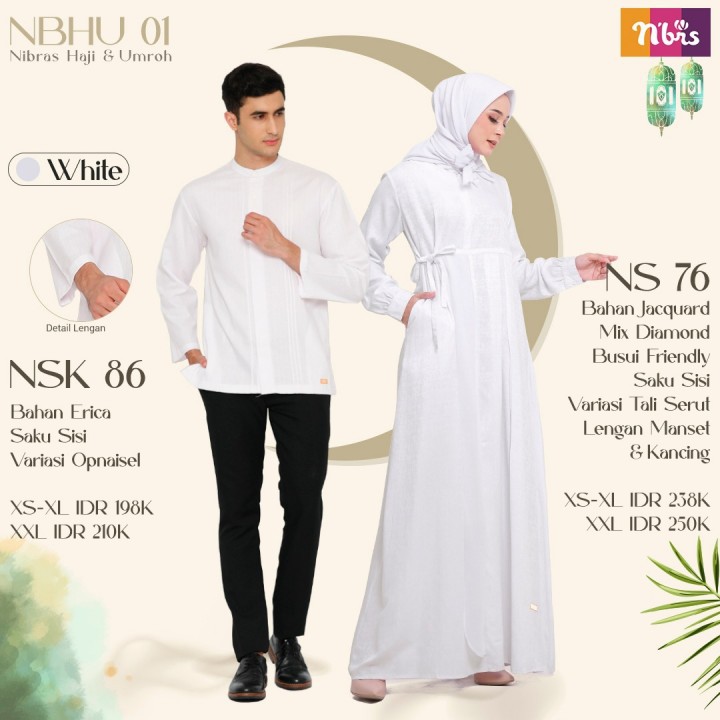 NBRS KOKO NSK 86 DAN GAMIS NS 76 NBHU Nibras Haji dan Umroh pakaian muslim pengajian couple bisa COD