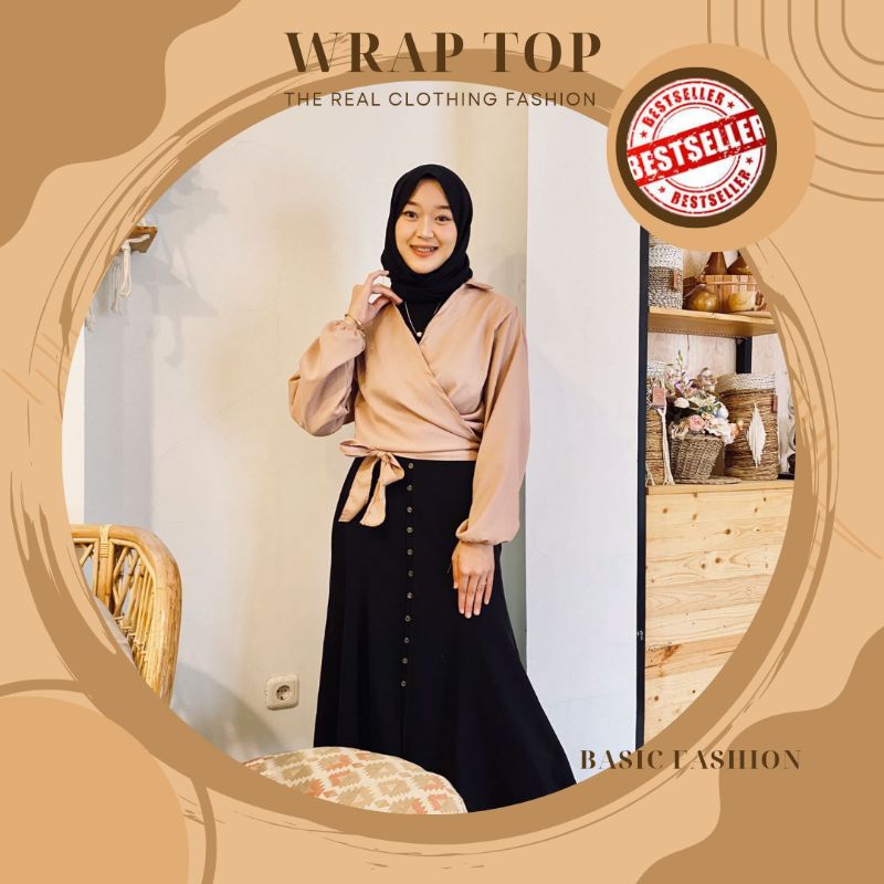 OUTFIT WRAPTOP KEMEJA MOTIF POLOS MOKA TERBARU/ CROP TOP KOREAN TERPOPULER