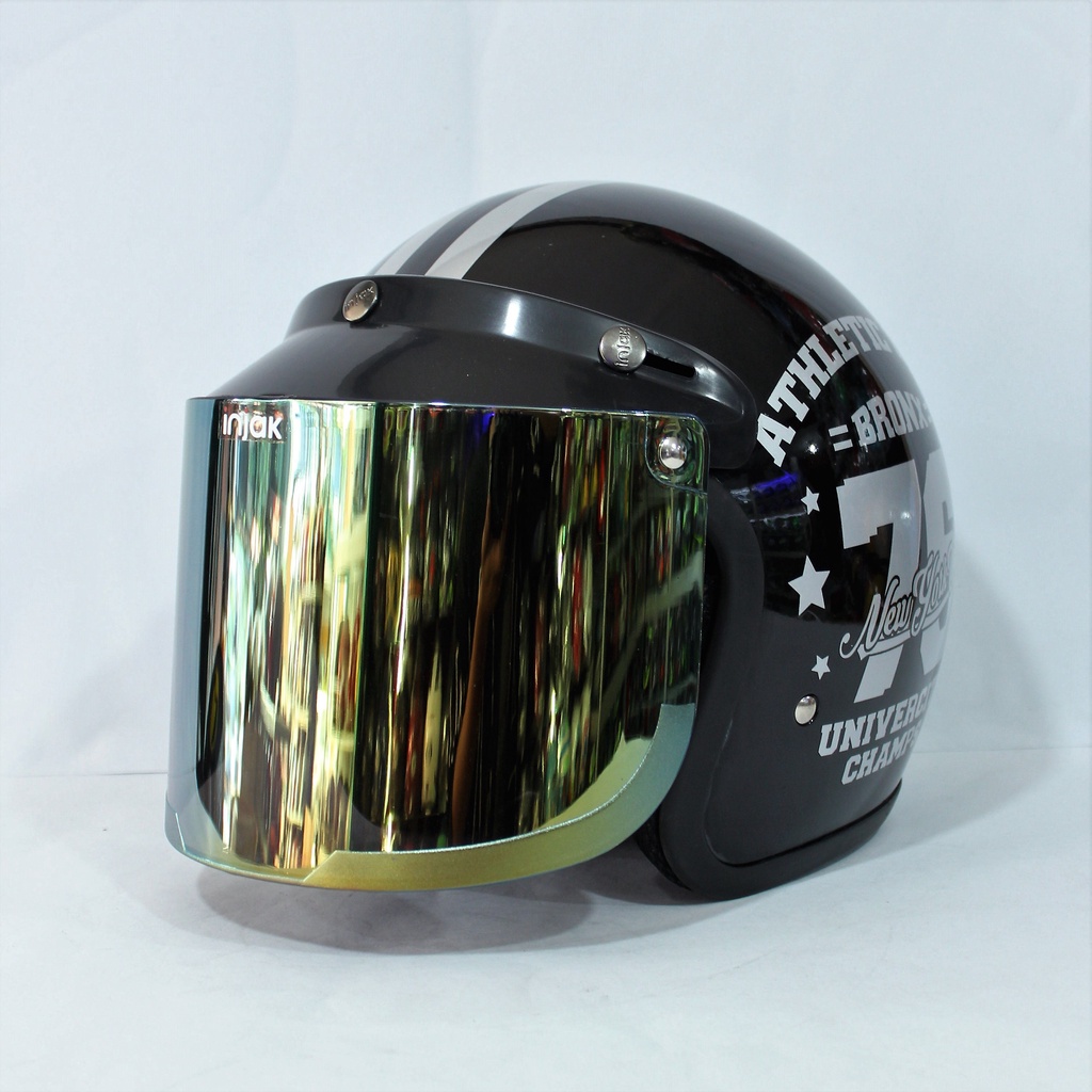 Helm Bogo Motif  Classic Retro Dewasa Pria Dan Wanita Sni Terlaris Kaca Datar Injak Ori Cod BUJANGAN