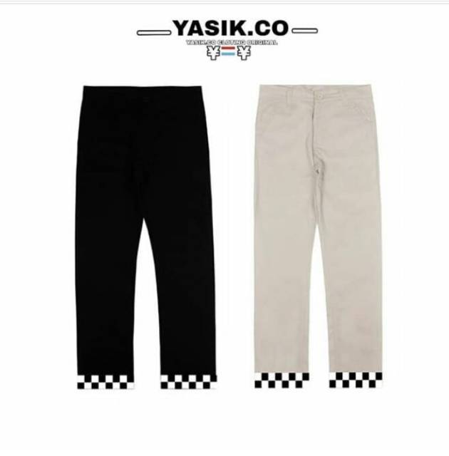 Celana chino chekboard cream by yasik.co