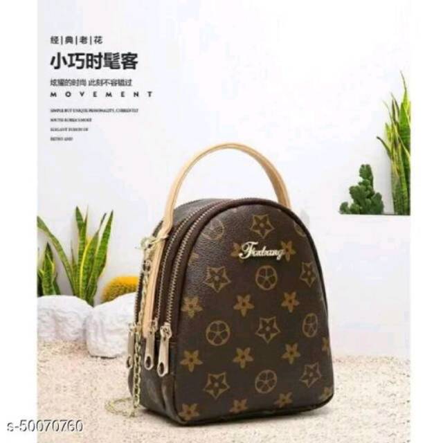 TAS SELEMPANG MINI KOREA/TAS 3SLOT RUANG MOTIF LV L1221-BROWN