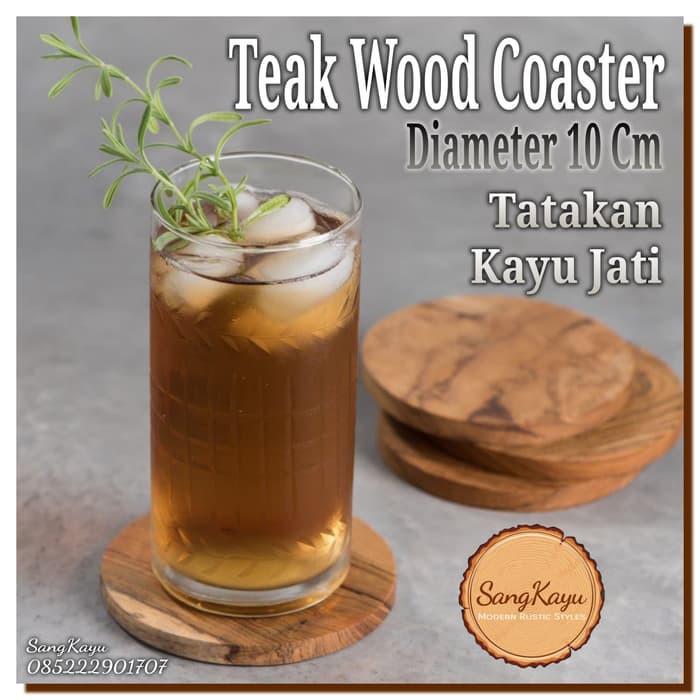 Bestseller   Teak wooden Coaster 10 Cm tatakan gelas kopi cangkir mug kayu jati