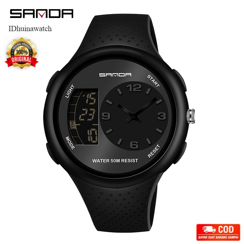 SANDA 763 Jam Tangan Pria Digital Analog Tali Rubber Chronograph Anti Air CURRENOS