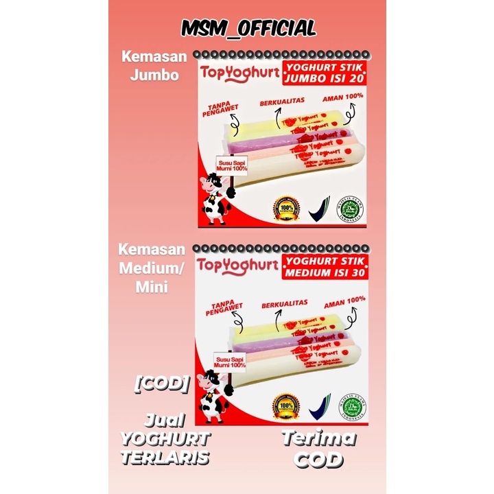 

cod Es Top Yoghurt Stick Mambo Ukuran Jumbo Isi 20 pcs dan mini isi 30 pcs