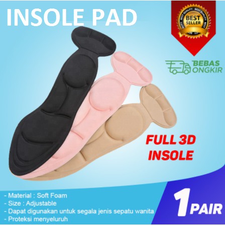 Insole Sepatu Wanita Foam Pad Alas Tumit Telapak Kaki Full 3D Protection High Quality