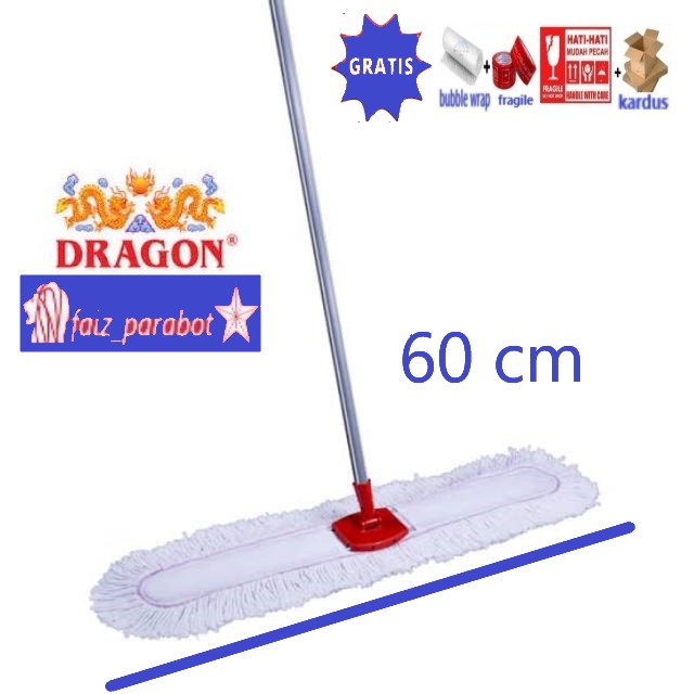 Mop Pel Loby dragon lebar panjang 60 cm ataw 43 cm plus + gagang 1 set