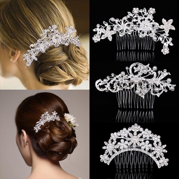 Wedding  Rhinestone Faux Pearl Hair Clip Bridal Hair Comb