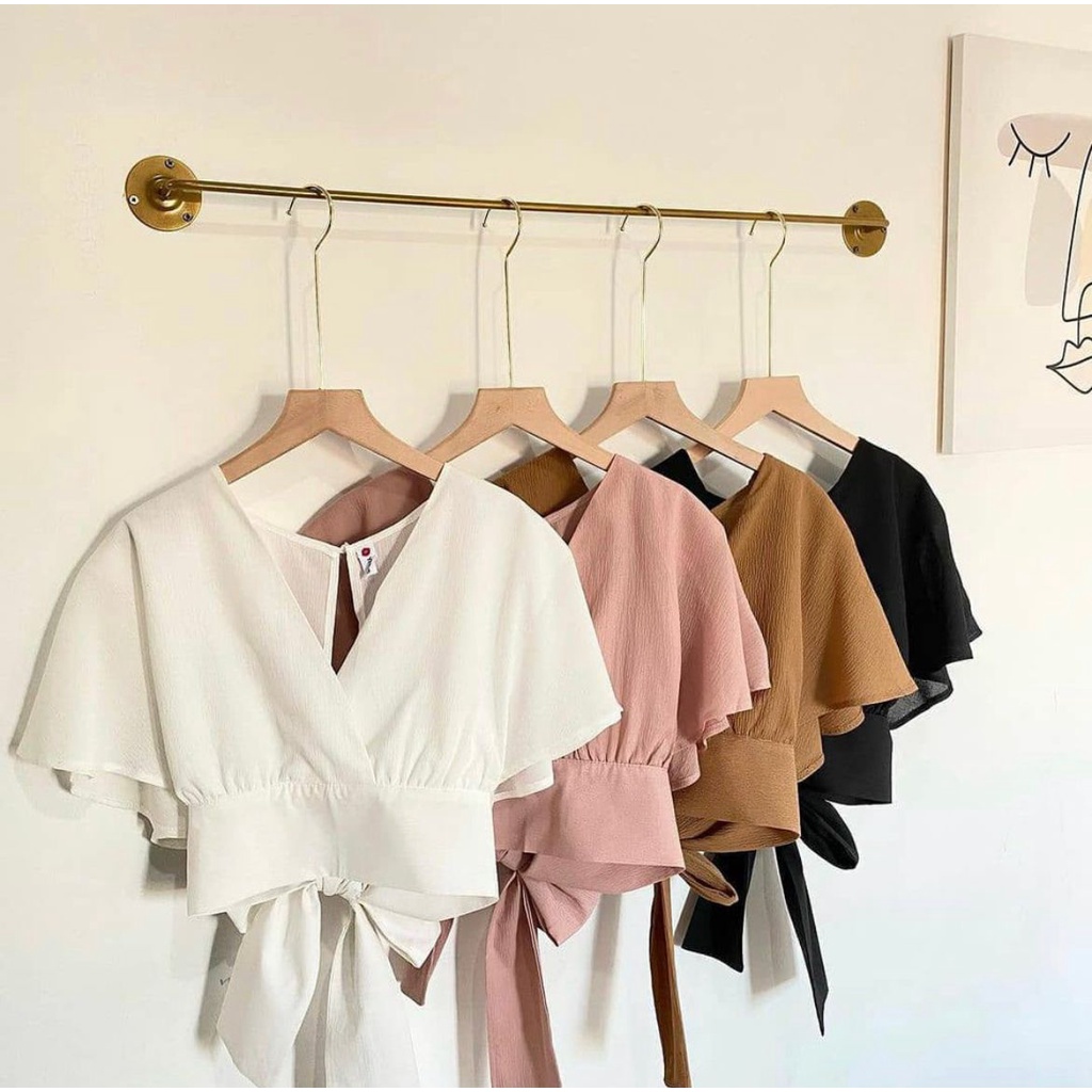 FEMEI OUTER CROP/ BOW BACK CARDIE Outerwear Rompi Lengan Pendek Batwing Tali Pita Fashion Remaja Muslim Terlaris