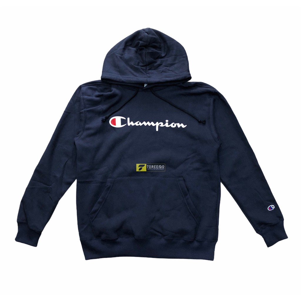 HOODIE CHAMPION SCRIPT LOGO NAVY ORIGINAL 100%