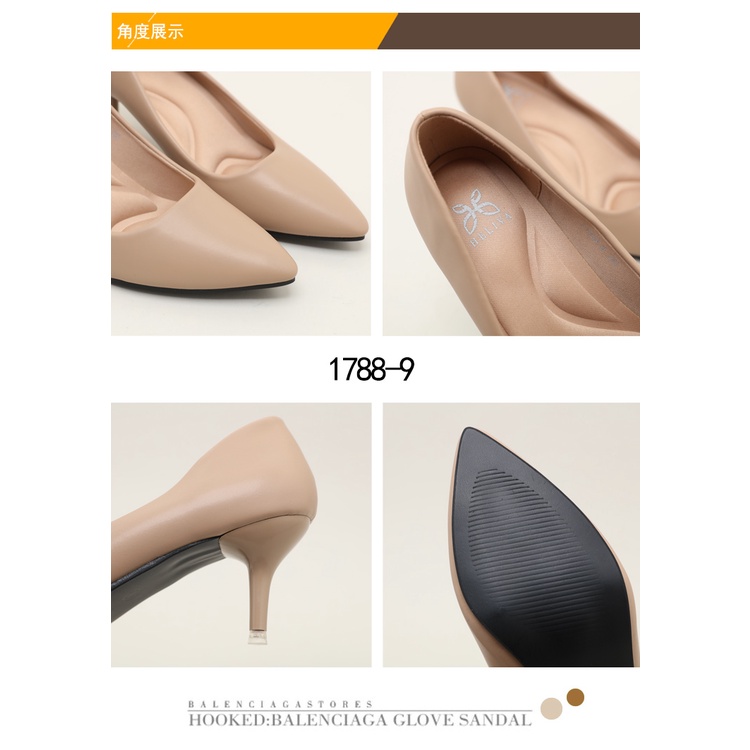 HELIVA EMILY High Heels 6cm Sepatu Stiletto Hak Bahan Kulit 1788-9 Original Brand