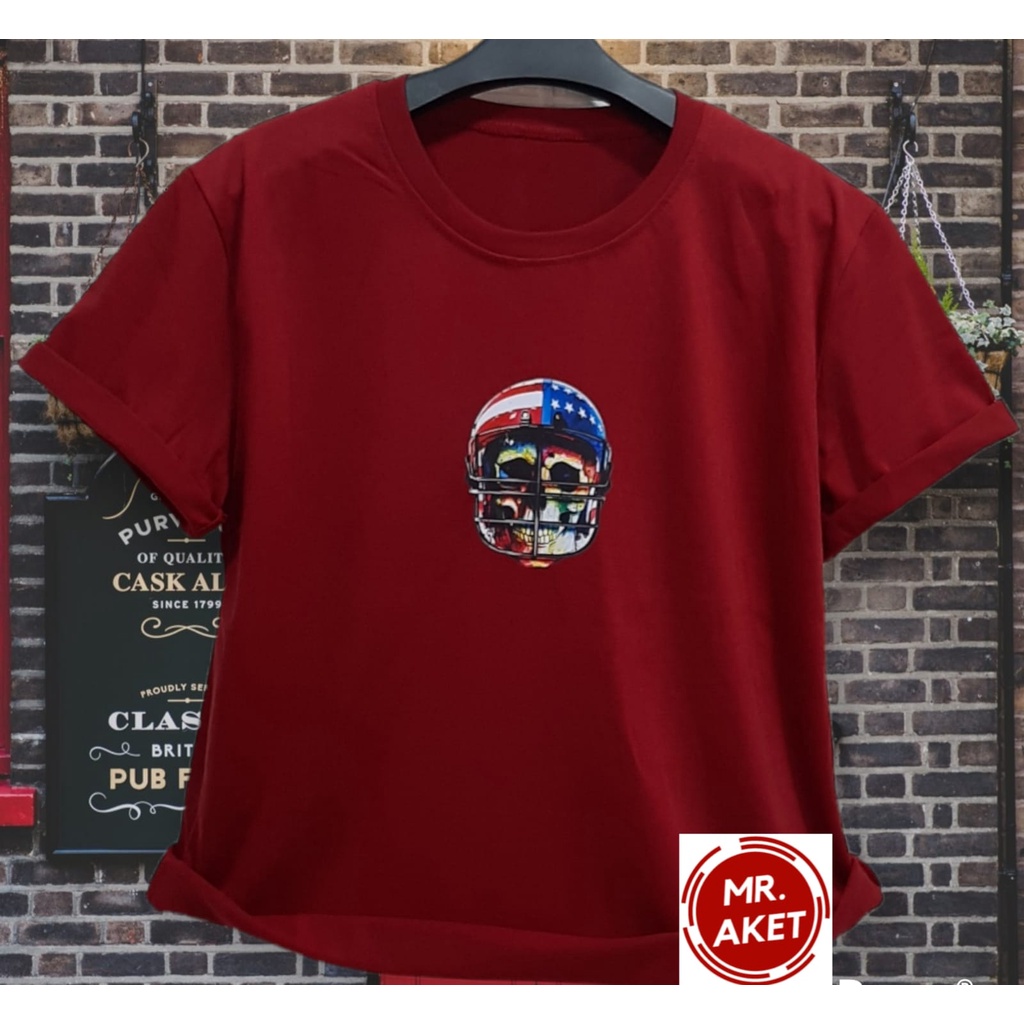Kaos cowok lengan pendek motif distro print logo bahan katun adem