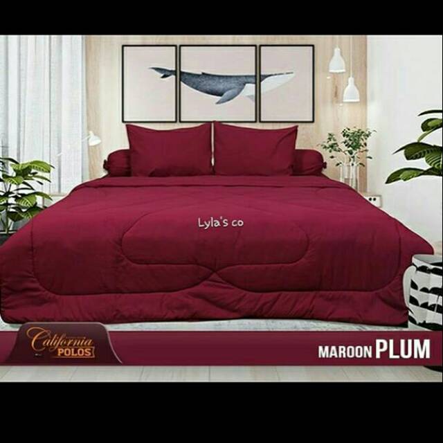 Sprei california polos maroon plum set bc 160/180