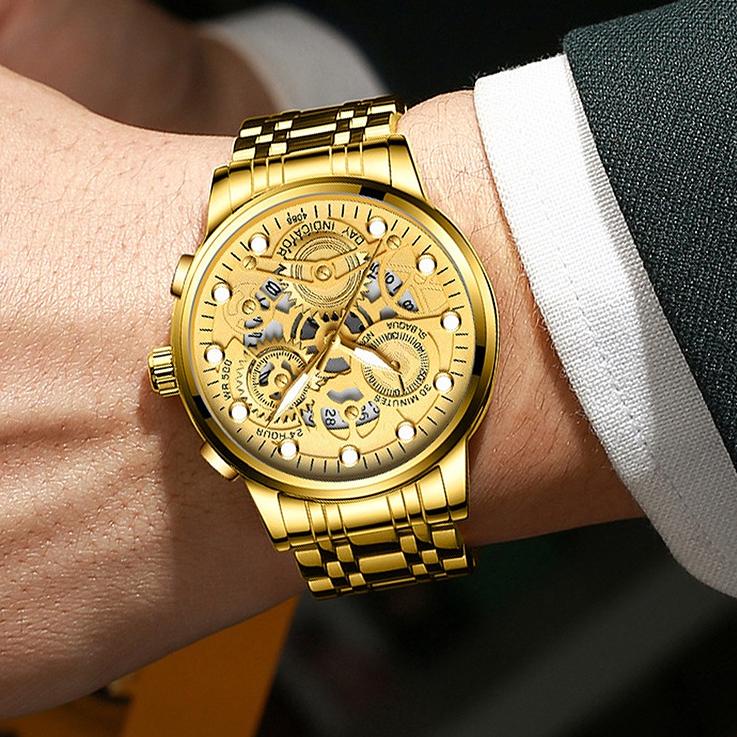 TERLARIS [KUALITAS IMPOR] COD ✅COD Jam Tangan Pria Anti Air Original Luxury Stainless Steel（Free BOX