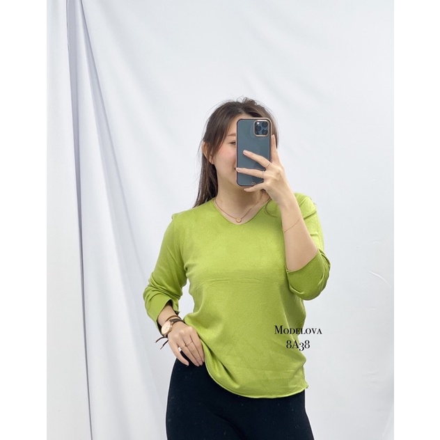 MDLV~8A38 KNIT VNECK // ATASAN LENGAN PANJANG //WOMEN FASHION IMPORT