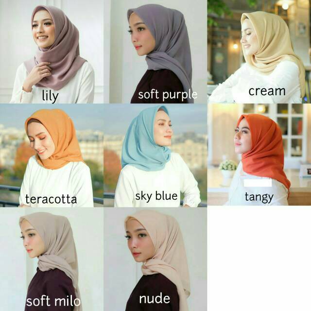 20 Inspirasi Warna  Jilbab  Bella  Square  Milo  My Red 