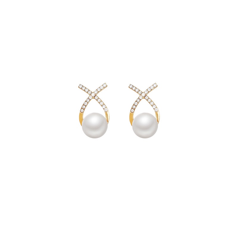 Anting Stud 925 silver needle Hias Mutiara Berlian Untuk Wanita