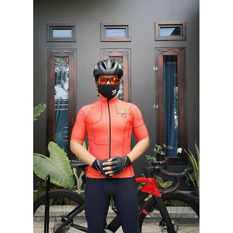 Kaos Baju Sepeda Sxb Orange Modern Sport Jersey Road Bike Gowes Bycicle Pria Wanita