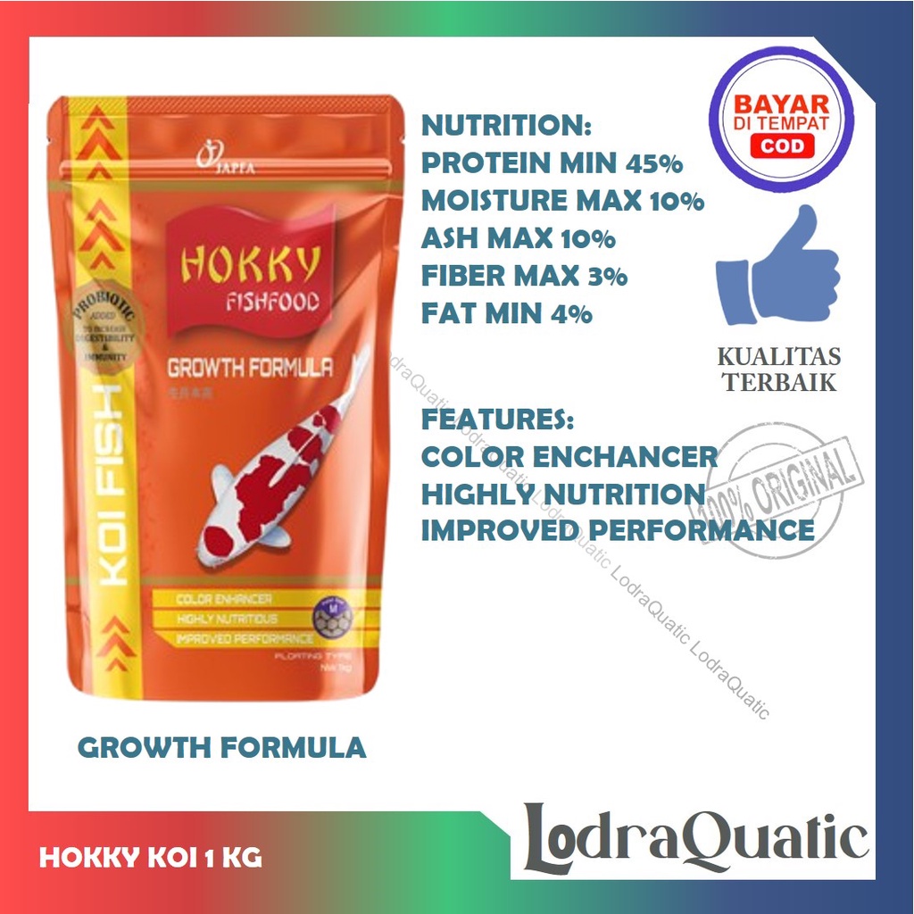 {PELET HOKKY KOI 1 KG} PELET HOKKY GROWTH HOKKY SPIRULINA 1 KG PELET IKAN KOI MAKANAN IKAN KOI HIGH GROWTH COLOUR ENHANCER PELET IKAN KOI PAKAN IKAN KOI MAKANAN IKAN KOI