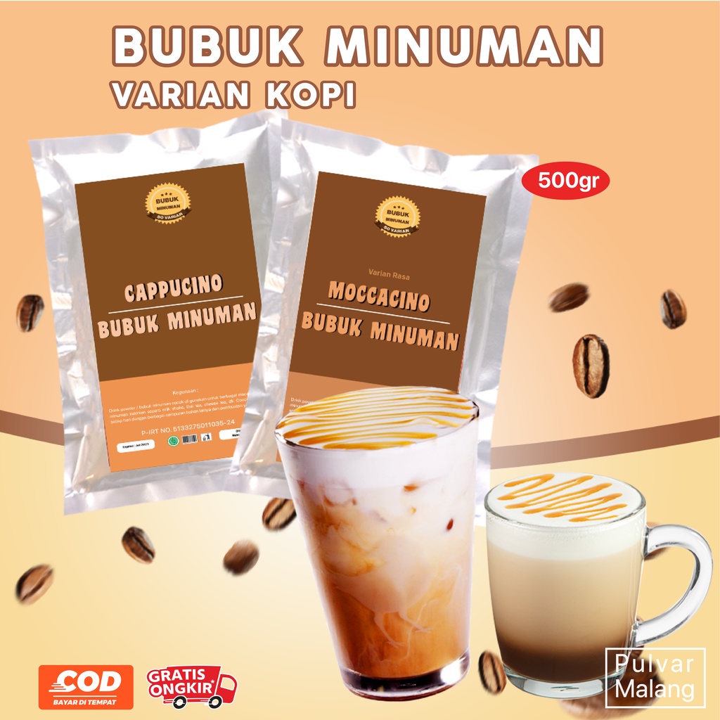 BUBUK MINUMAN RASA / BUBUK MINUMAN ANEKA RASA KOPI 500GR / BUBUK MINUMAN KEKINIAN / BUBUK MINUMAN INSTAN / BUBUK MINUMAN VARIAN KOPI / DRINK POWDER 500GR