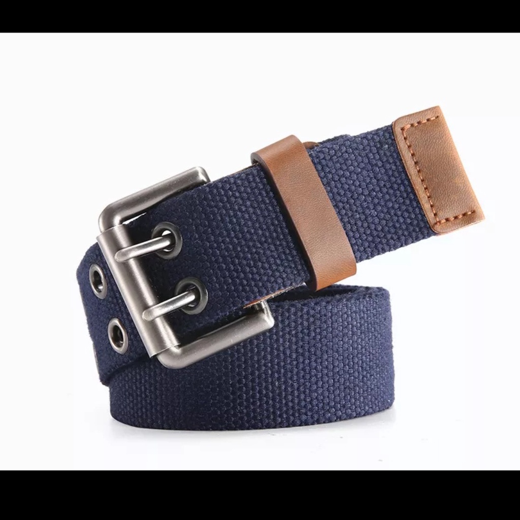Ikat Pinggang Gesper Ganda Sabuk Kanvas Tebal Kualitas Mantap Men Belt S056