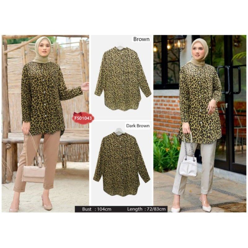 Atasan Leopard Macan/ Tunik Kemeja Leopard /Kemeja murah/ Kemeja  exstu