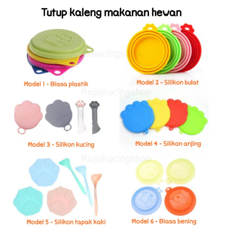 Tutup kaleng makanan kucing anjing silikon/plastik