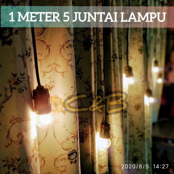 Lampu Gantung Dekorasi Juntai Panjang Pendek 1M 5 Lampu - Tanpa Bohlam Belatoko99