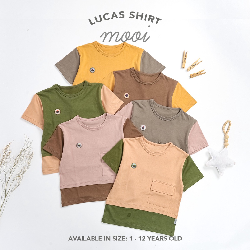 PROMO 7.7 PROMO BAJU LEBARAN MURAH MOOI LUCAS SHIRT ATASAN BAJU MOOI ANAK PAKAIAN BAJU ANAK PENDEK UNISEX 1 - 12 TAHUN