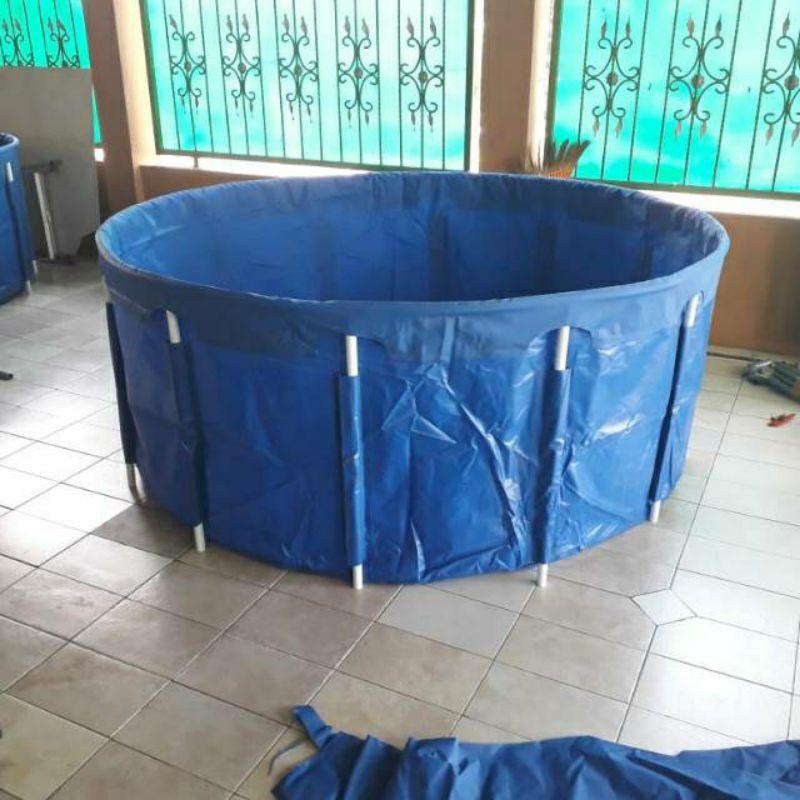 Kolam Terpal Vat Diameter 2M Tinggi 80cm Full Set Rangka PVC +Terpal