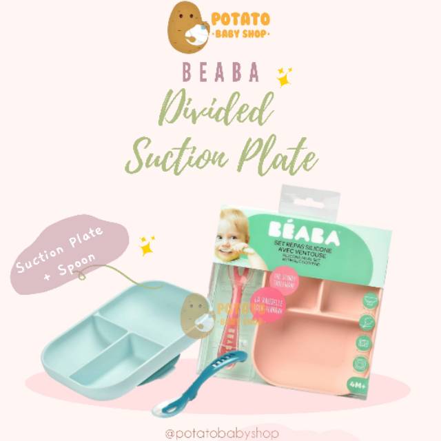 Beaba - Divided Suction Plate &amp; Spoon